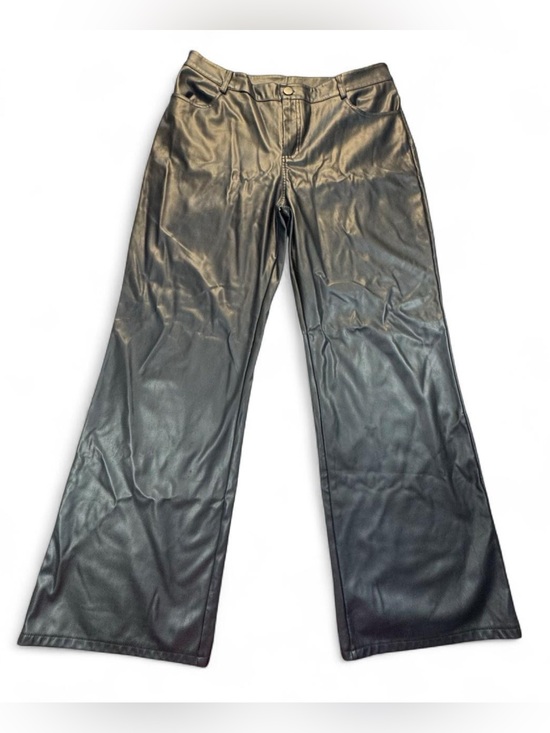 Unknown Denim - Black Faux Leather Wide Leg Pants Women's XL High Rise Statement Edgy Y2K